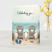 Carte d'anniversaire Chaises de Plage (Fleur jaune)