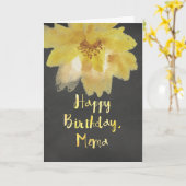Carte d'anniversaire Chalkboard Watercolor (Fleur jaune)