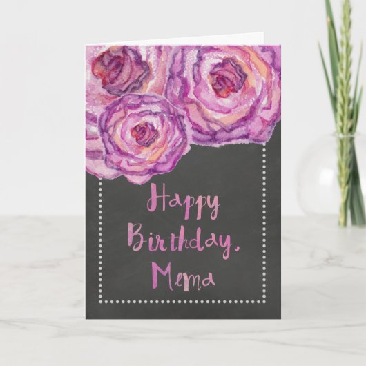 Carte d'anniversaire Chalkboard Watercolor Rose Me (Devant)
