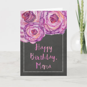 Carte d'anniversaire Chalkboard Watercolor Rose Me