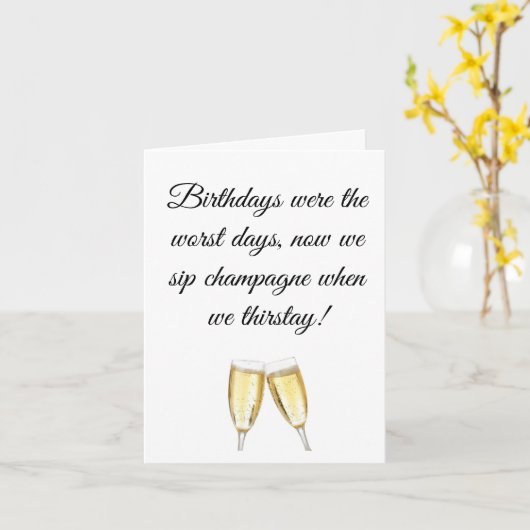 Carte d'anniversaire Champagne Taste (Fleur jaune)