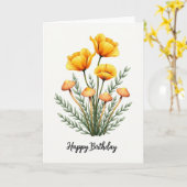 Carte d'anniversaire Champignons Fantaisistes (Fleur jaune)
