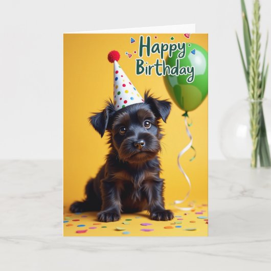 Carte d'anniversaire Chapeau de chiot (Devant)