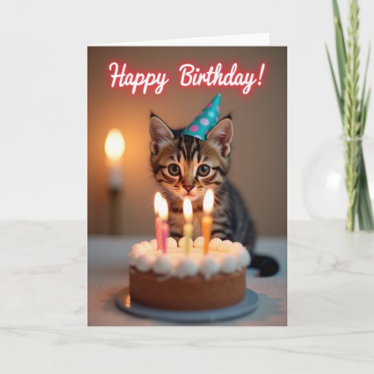 Carte d'anniversaire Chapeau de Fête de Chatons (Devant)