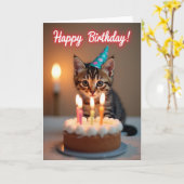 Carte d'anniversaire Chapeau de Fête de Chatons (Fleur jaune)
