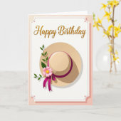 Carte d'anniversaire chapeau et fleurs (Fleur jaune)