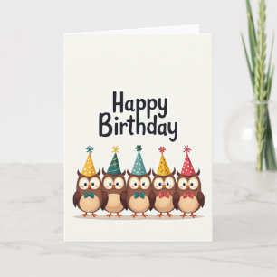 Carte d'anniversaire Chapeaux de fête de hibou