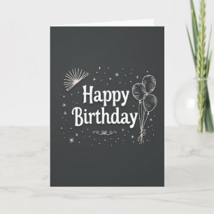 Carte d'anniversaire Charcoal Script