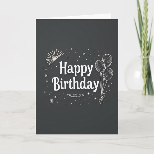 Carte d'anniversaire Charcoal Script (Devant)