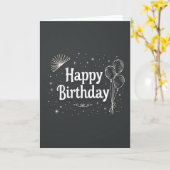 Carte d'anniversaire Charcoal Script (Fleur jaune)