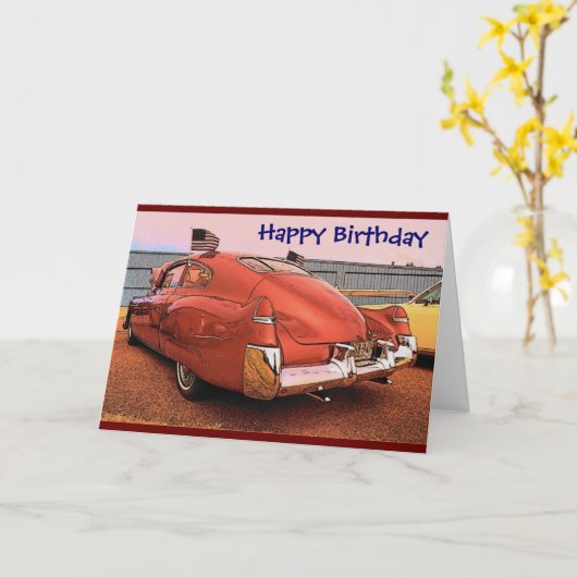 Carte d'anniversaire (chariot) (Fleur jaune)