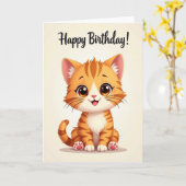 Carte d'anniversaire Charming Kitten (Fleur jaune)