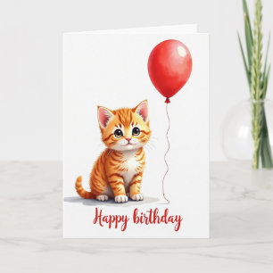 Carte d'anniversaire Chat Ballon