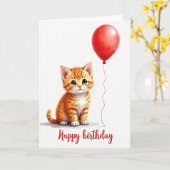 Carte d'anniversaire Chat Ballon (Fleur jaune)