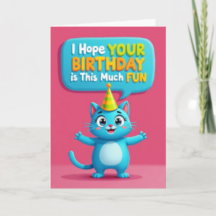 Carte d'anniversaire Chat Bleu Joyeux