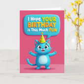 Carte d'anniversaire Chat Bleu Joyeux (Fleur jaune)