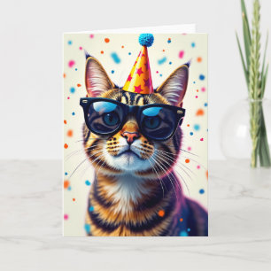 Carte d'anniversaire Chat Cool