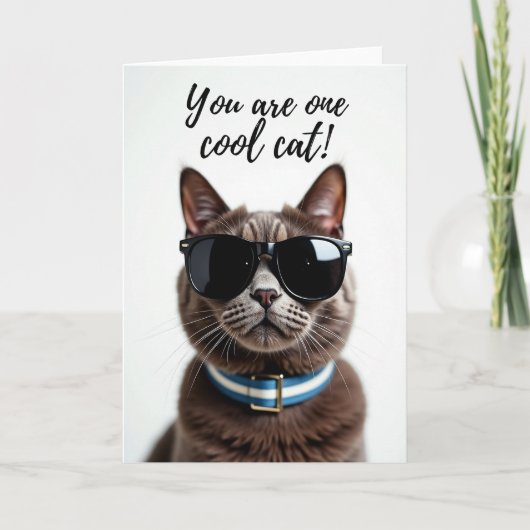 Carte d'anniversaire Chat Cool (Devant)