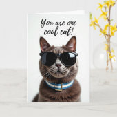 Carte d'anniversaire Chat Cool (Fleur jaune)