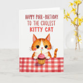 Carte d'anniversaire Chat Cupcake (Fleur jaune)