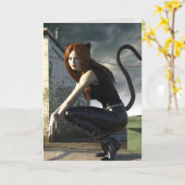 CARTE D'ANNIVERSAIRE CHAT DAY (Fleur jaune)
