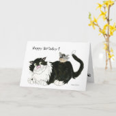 Carte d'anniversaire Chat et Chickadee (Fleur jaune)