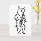 CARTE D'ANNIVERSAIRE CHAT JAZZ (Fleur jaune)
