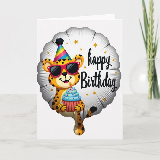 Carte d'anniversaire Chat Lunettes de Soleil (Devant)