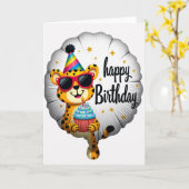 Carte d'anniversaire Chat Lunettes de Soleil (Fleur jaune)