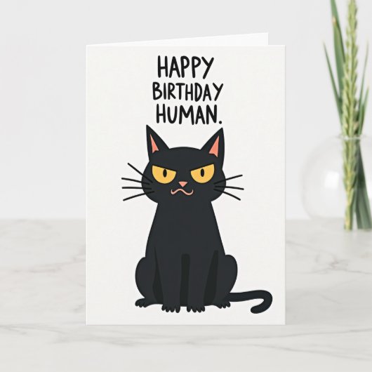 Carte d'anniversaire Chat Noir (Devant)