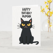 Carte d'anniversaire Chat Noir (Fleur jaune)