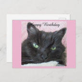 Carte d'anniversaire Chat Noir (Devant / Derrière)