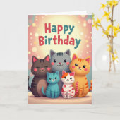 Carte d'anniversaire Chat Pastel (Fleur jaune)
