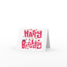 Carte d'anniversaire chat pastèque joyeux