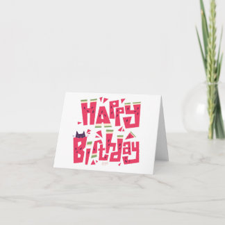 Carte d'anniversaire chat pastèque joyeux