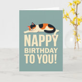 Carte d'anniversaire Chat Rêveur (Fleur jaune)