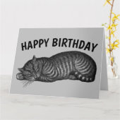 CARTE D'ANNIVERSAIRE CHAT TIGRÉ, MIÈRE, GÂTEAU D'A (Fleur jaune)