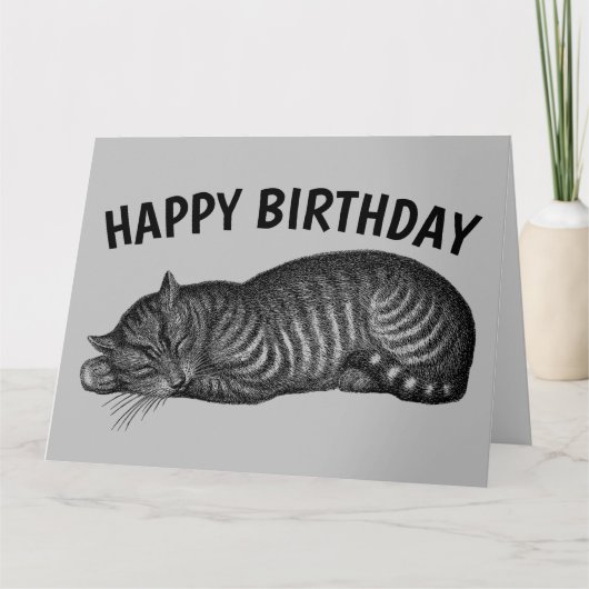 CARTE D'ANNIVERSAIRE CHAT TIGRÉ, MIÈRE, GÂTEAU D'A (Devant)