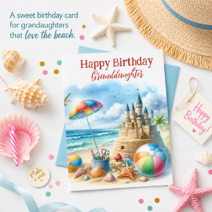 Carte d'anniversaire Château de Sable pour Petite-