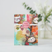 Carte d'anniversaire Chats Colorés (Debout devant)