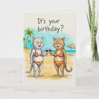 Carte d'anniversaire Chats et Vin
