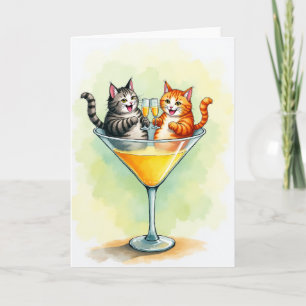 Carte d'anniversaire Chats qui trinquent