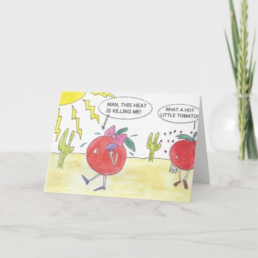 CARTE D'ANNIVERSAIRE CHAUDE DE TOMATE (Devant)