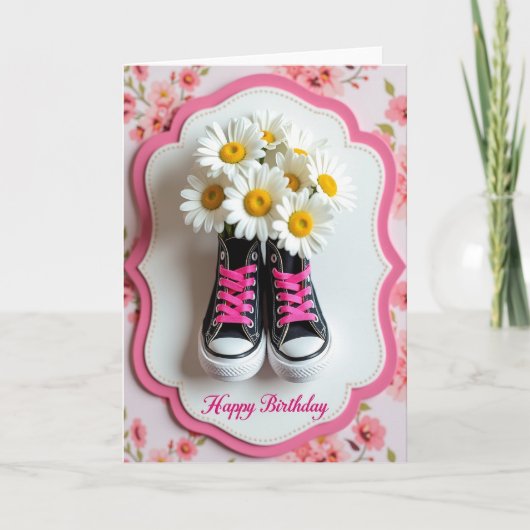 Carte d'anniversaire chaussure Marguerite (Devant)