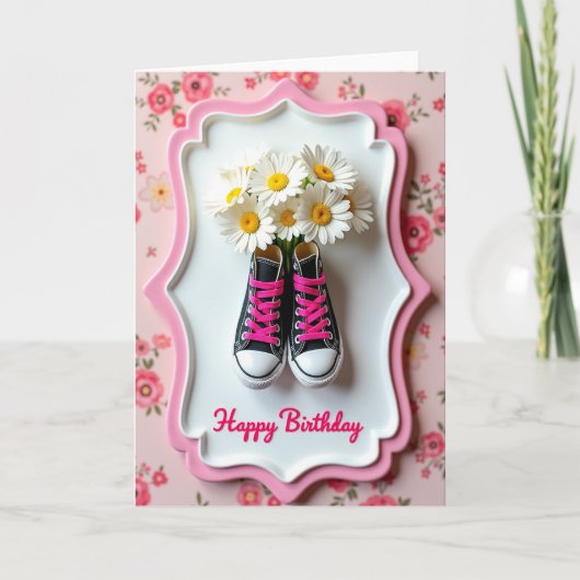 Carte d'anniversaire Chaussure Rose (Devant)