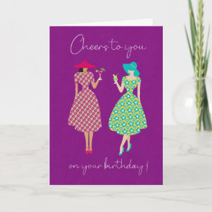 Carte d'anniversaire Cheers Femmes avec Boissons