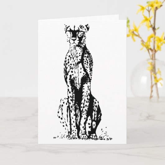 Carte d'anniversaire Cheetah (Fleur jaune)
