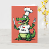 Carte d'anniversaire Chef Alligator (Fleur jaune)