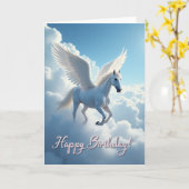 Carte d'anniversaire Cheval ailé (Fleur jaune)