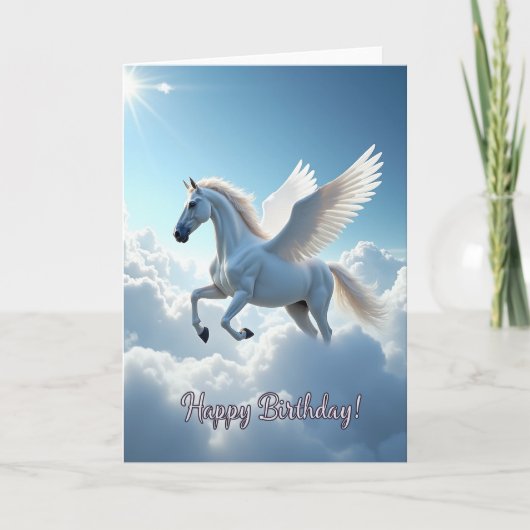 Carte d'anniversaire Cheval ailé Joyeux (Devant)